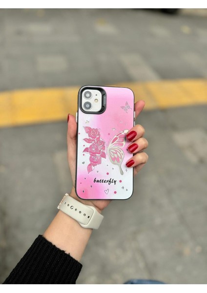 Apple iPhone 11 Uyumlu Kelebek Motifli Lüx Pinterest Kılıf