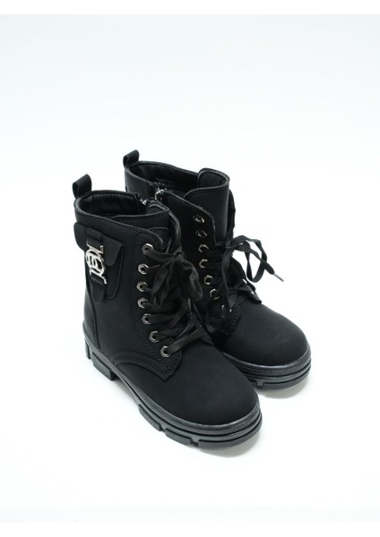 Günlük Kız Çocuk Bot Dc Metal Amblemli, Siyah