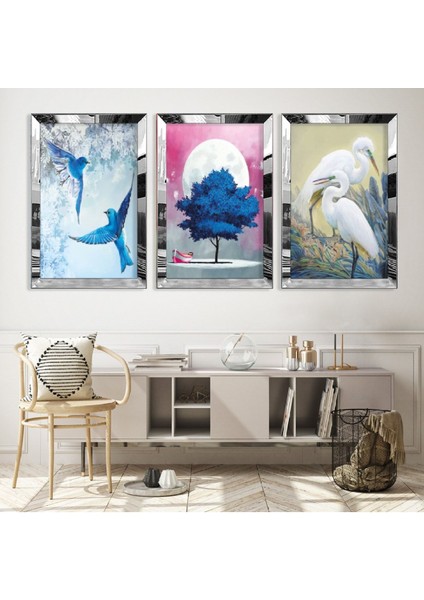 Aşk Kuşları Gold Pleksi Kenar Mdf Tablo