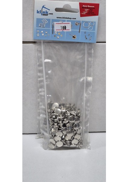 KLİNKSHOP Rivet 9 mm Gümüş renk (nikel free) Malzeme Paketi Çanta, Cüzdan, Kemer, Kot Pantolon için 100 Adet (Takım) Paslanmaz Pirinç modelleri