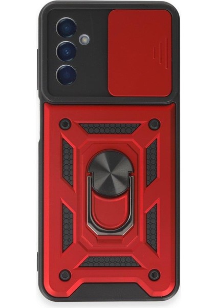 Samsung Galaxy M14 5g Ile Uyumlu Kılıf Kamera Korumalı Sürgülü Yüzüklü Standlı Tank