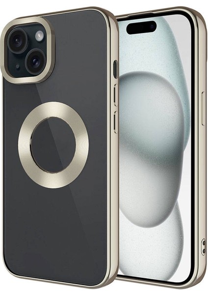 Apple iPhone 15 Kılıf Tek Kamera Çerçeveli Logo Gösteren Omega Kapak