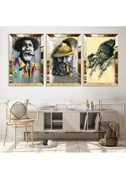 Yaşlı Adam Gümüş Pleksi Kenar Mdf Tablo