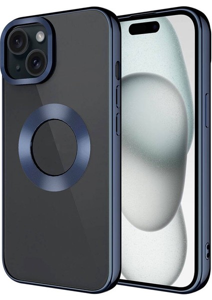 Apple iPhone 15 Kılıf Tek Kamera Çerçeveli Logo Gösteren Omega Kapak