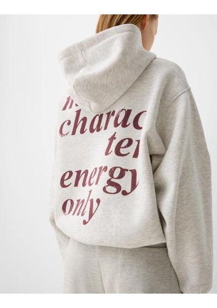 Gri Çocuk 98 Cherries Baskılı Main Charactery Enegy Only Yazılı Kapüşonlu Oversize Hoodie fırsatları
