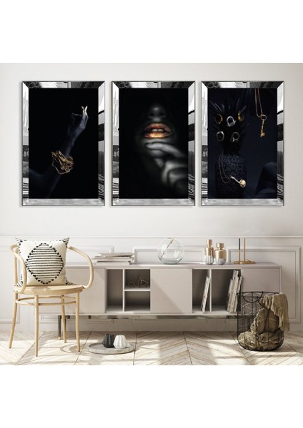 Siyahi Kadın Gold Pleksi Kenar Mdf Tablo