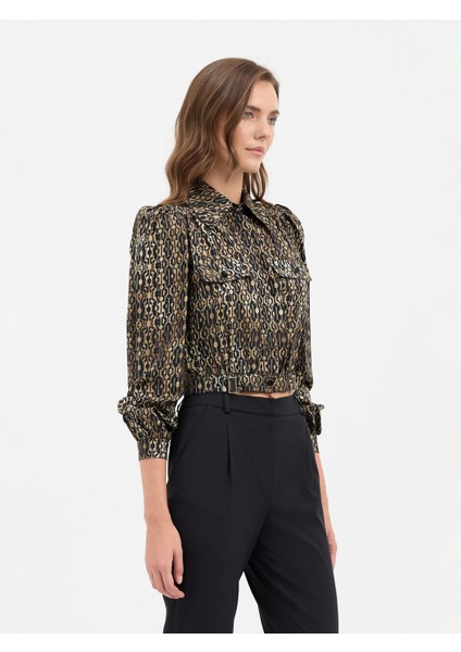 Kadın Gömlek-Siyah/kahve