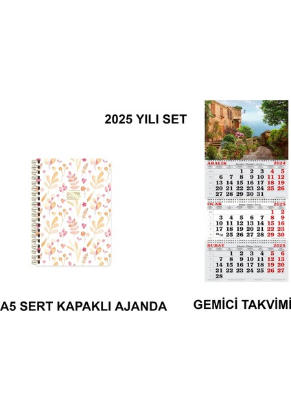 2025-A5 Sert Kapaklı Haftalık Ajanda ve Gemici Takvimi