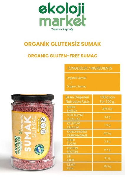 Glutensiz Sumak 90 gr / Gluten-Free Sumac 90 gr fiyatları