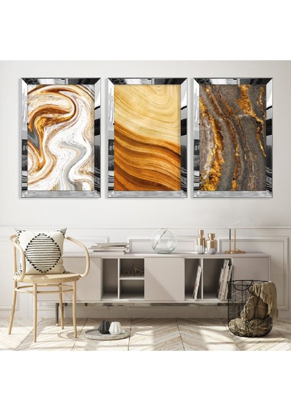 Sarı Renk Modern Gümüş Pleksi Kenar Mdf Tablo