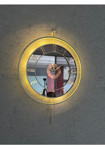 Metal Aynalı Duvar Saati 50 x 75 cm Büyük Boy Işıklı Gerçek Ayna Duvar Saati Modern Tasarım modelleri