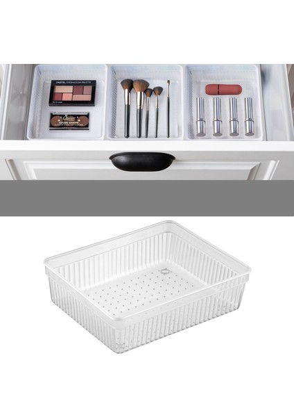 Modüler Çekmece Içi Düzenleyici - Banyo Makyaj Takı Organizer Ofis Düzenleyici 15,2 x 15,2 cm Şeffaf