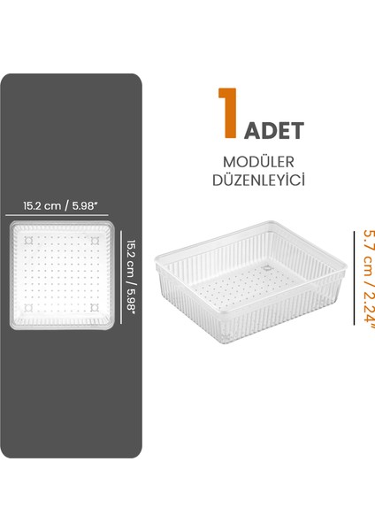 Modüler Çekmece Içi Düzenleyici - Banyo Makyaj Takı Organizer Ofis Düzenleyici 15,2 x 15,2 cm Şeffaf fiyatları