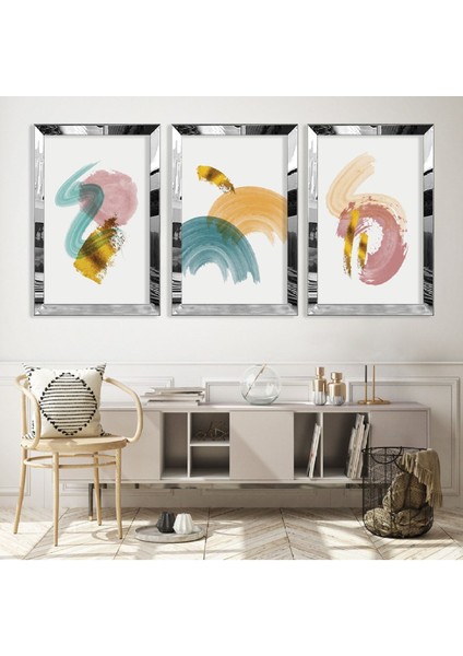 Soyut Desen Gümüş Pleksi Kenar Mdf Tablo