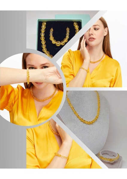 Galaksi Serisi Sitrin Taşı Kolye & Bileklik Seti fırsatları