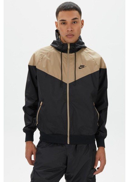 Windrunner Full Zip Jacket Kapüşonlu Erkek Ceket Rüzgarlık Kahve- Siyah
