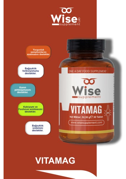 Vıtamag Magnezyum + Vitamin B6 + Vitamin K + Vitamin D3 30 Tablet