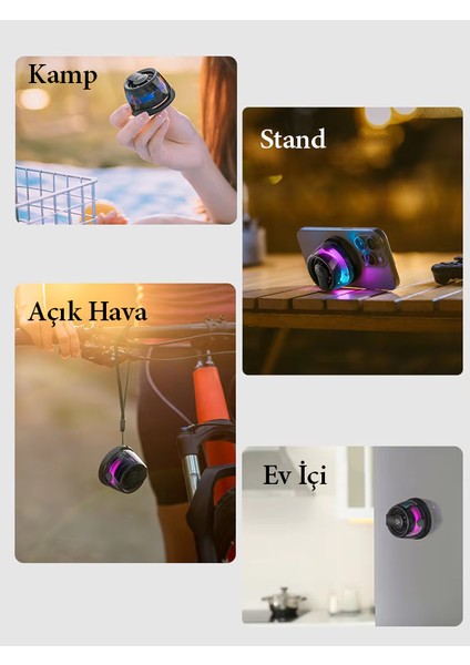 Manyetik Mıknatıslı Kablosuz Hoparlör Mini Bass Speaker Bluetooth