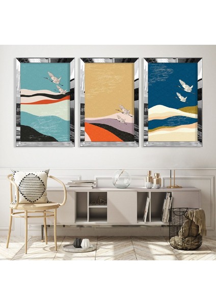 Minimalist Soyut Desen Gold Pleksi Kenar Mdf Tablo