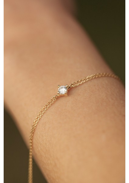 14 Ayar Tektaş Altın Bileklik 14BLK0011