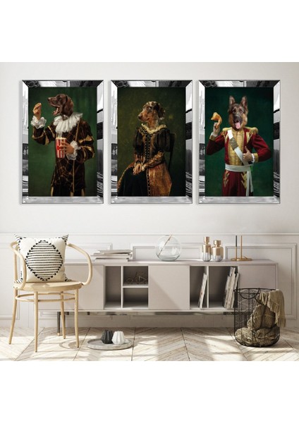 Insani Hayvanlar Gold Pleksi Kenar Mdf Tablo