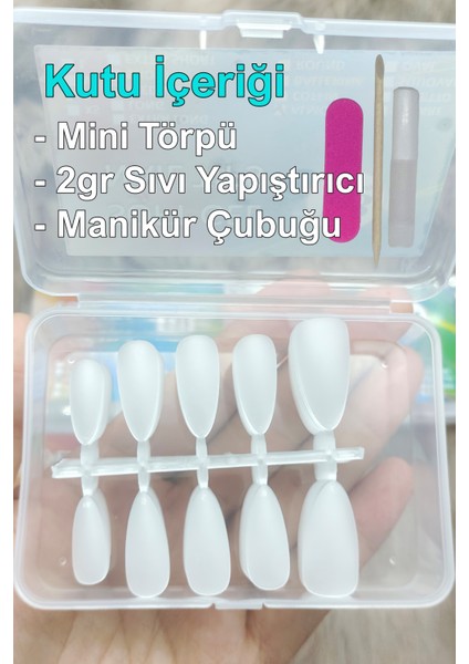 100 Adet Badem Takma Tırnak Orta Uzunlukta Yeni Nesil Mat Dizayn Yapıştırıcı Hediyeli