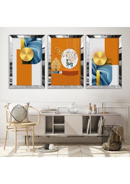 Minimalist Soyut Desen Gold Pleksi Kenar Mdf Tablo