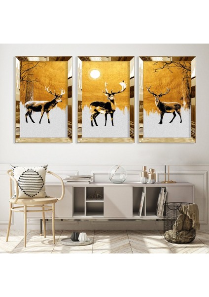 Geyik Gold Pleksi Kenar Mdf Tablo