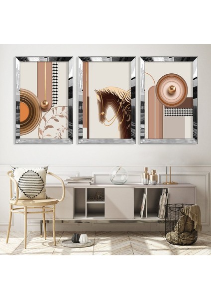 Minimalist Soyut Desen Gold Pleksi Kenar Mdf Tablo