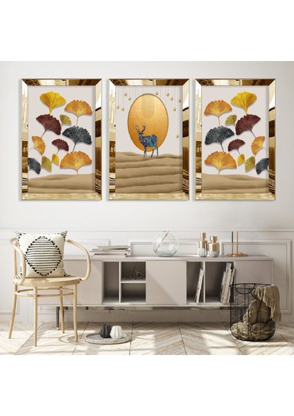 Geyik Gümüş Pleksi Kenar Mdf Tablo