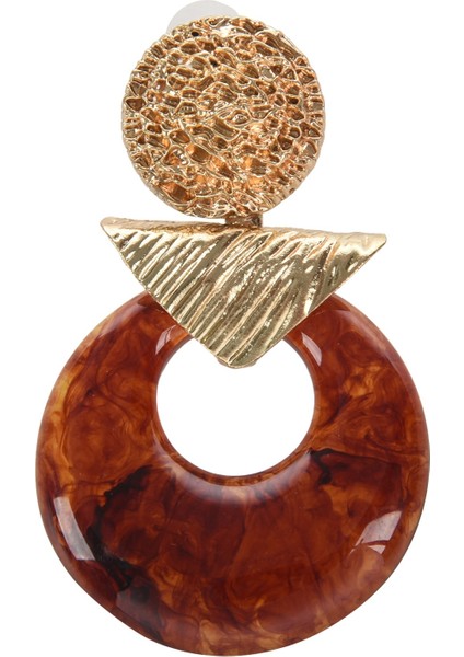 Vintage Akrilik Yuvarlak Küpe Kişilik Alaşım Kolye Küpe Kadın Süs Takı (Yurt Dışından)