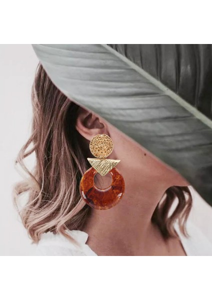 Vintage Akrilik Yuvarlak Küpe Kişilik Alaşım Kolye Küpe Kadın Süs Takı (Yurt Dışından) fiyatları