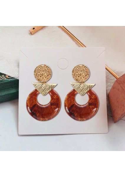 Vintage Akrilik Yuvarlak Küpe Kişilik Alaşım Kolye Küpe Kadın Süs Takı (Yurt Dışından) modelleri