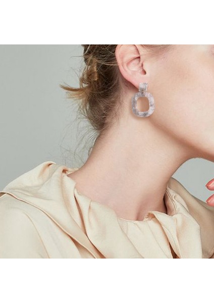 Abartılı Asetik Asit Leopar Geometrik Küpe Akrilik Plaka Daire Uzun Geometrik Küpe Kadın Gri (Yurt Dışından) fiyatları