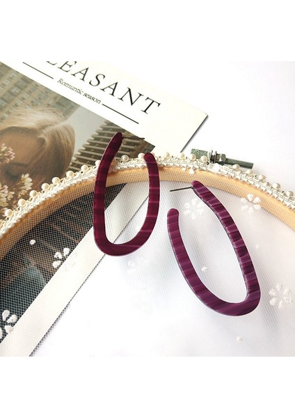 4 Çift Küpe Seti Bohemian U Şekli Reçine Akrilik Küpe Kadınlar Takı Için Vintage Renkli Geometrik Damla Küpe Dangle (Yurt Dışından)