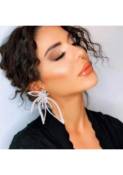 Köpüklü Rhinestone Çiçek Damla Küpe Küpe Kadınlar Için Akşam Yemeği Parti Düğün Moda Takı Ab Renkli Elmas (Yurt Dışından) indirimleri