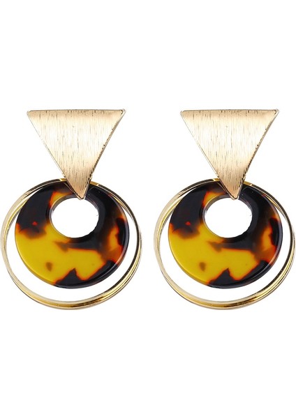 Punk Tarzı Kişilik Üçgen-Payetler Yuvarlak Kolye Küpe Kadın Yuvarlak Akrilik Leopar Damla Küpe (Yurt Dışından)