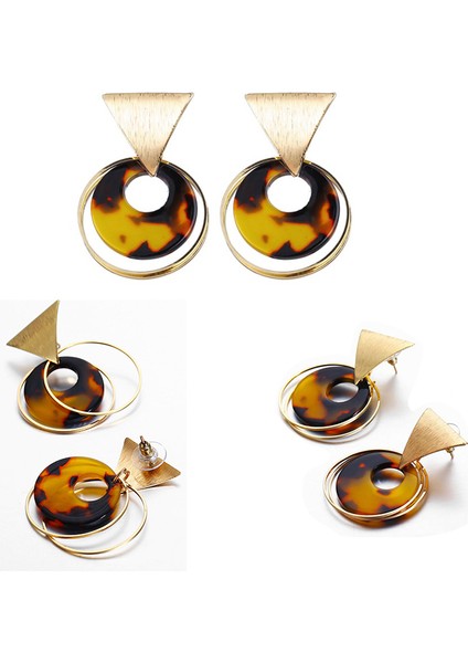 Punk Tarzı Kişilik Üçgen-Payetler Yuvarlak Kolye Küpe Kadın Yuvarlak Akrilik Leopar Damla Küpe (Yurt Dışından) indirimleri