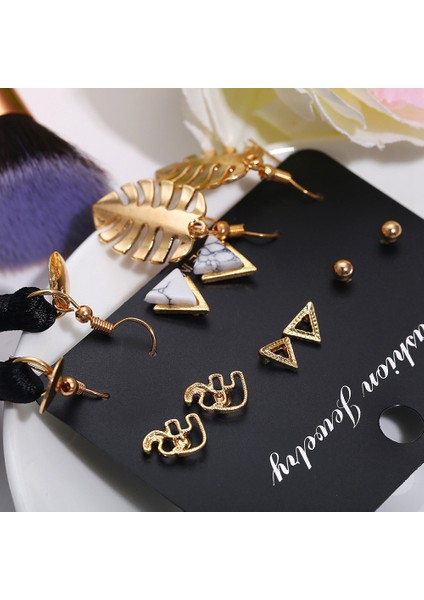 Moda Bohemian 6 Çift Yaratıcı Kombinasyon Küpe Kadınlar Için Püskül Geometrik Charm Uzun Küpe Kulak Damızlık Seti (Yurt Dışından)