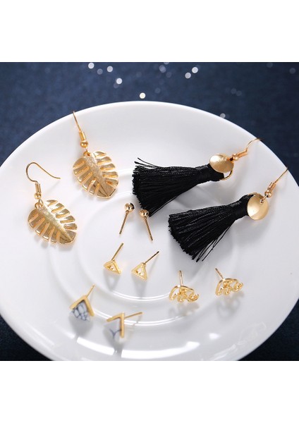 Moda Bohemian 6 Çift Yaratıcı Kombinasyon Küpe Kadınlar Için Püskül Geometrik Charm Uzun Küpe Kulak Damızlık Seti (Yurt Dışından)