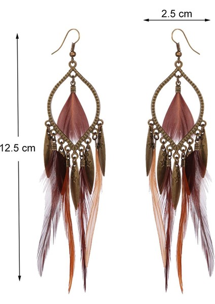 Moda Egzotik Avrupa Alaşım Tüy Uzun Damla Küpe Kadın Kızlar Için (Yurt Dışından) fiyatları