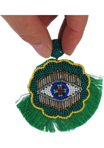 Bohem Dangle Küpe Boncuklu - Renkli El Yapımı Göz Boho Bildirimi Fan Püsküllü Büyük Boy Damla Küpe Kadınlar Için Yeşil (Yurt Dışından) indirimleri