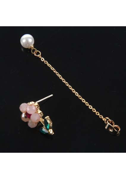 Sevimli Çiçek Yaprakları Asılı Küpeler Kadın Moda Kristal Püskül Inci Mizaç Küpe Pembe (Yurt Dışından) fırsatları