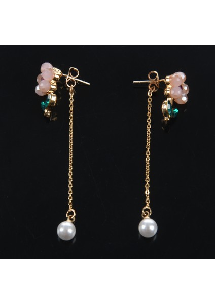 Sevimli Çiçek Yaprakları Asılı Küpeler Kadın Moda Kristal Püskül Inci Mizaç Küpe Pembe (Yurt Dışından) indirimleri