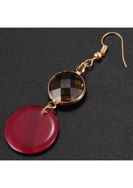 Damla Dangle Reçine Yaz Küpe Geometrik Moda Vintage Daire Takı Kızlar Gri ve Kırmızı (Yurt Dışından) fırsatları