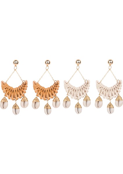 Rattan Küpe Kadın Kızlar Için El Yapımı Saman Hasır Örgü Damla Dangle Küpe Hafif Geometrik Bildirimi Küpe DE0073-1 (Yurt Dışından)