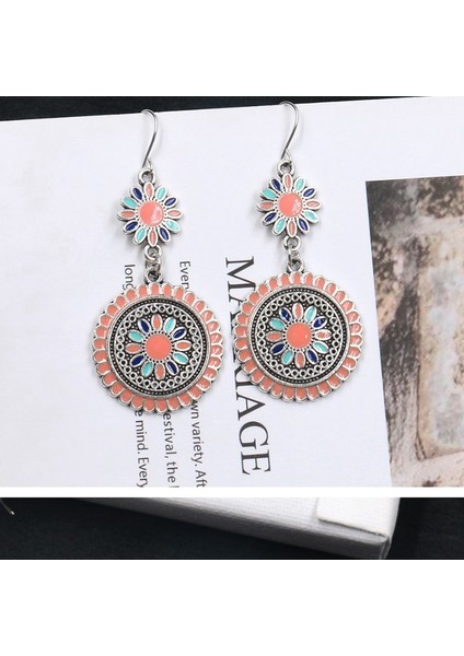 Kore Versiyonu Küçük Güzel Küpe Oyma Çiçek Desen Damla Yağ Küpe Küpe Vahşi Kadın Antik Mavi (Yurt Dışından) modelleri