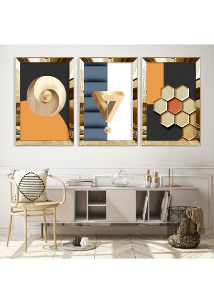 Minimalist Soyut Desen Gümüş Pleksi Kenar Mdf Tablo