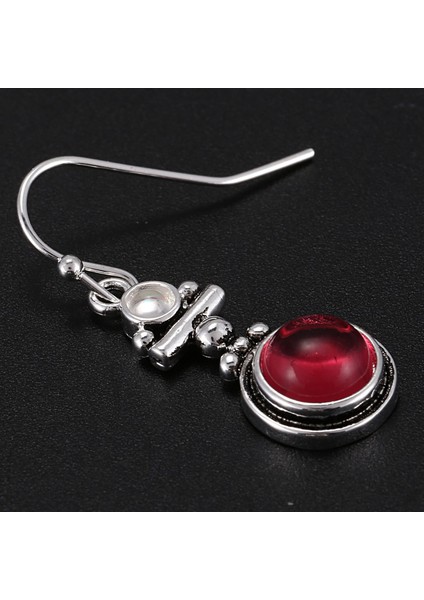 Kadın Şarap Kırmızısı Vintage Saray Gümüş Metal Kolye Küpe (Yurt Dışından) indirimleri