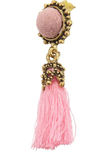 Minik Küpe Takı Vintage Kadife Top Bildirimi Saçaklı Damla Küpe Kadın Takı Pembe (Yurt Dışından) fiyatları